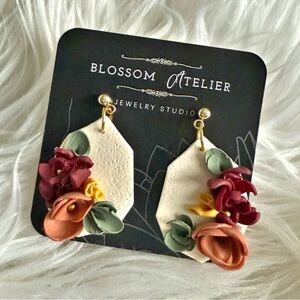 BLOSSOM ATELIER | Geometric Teardrop Floral Clay Earrings